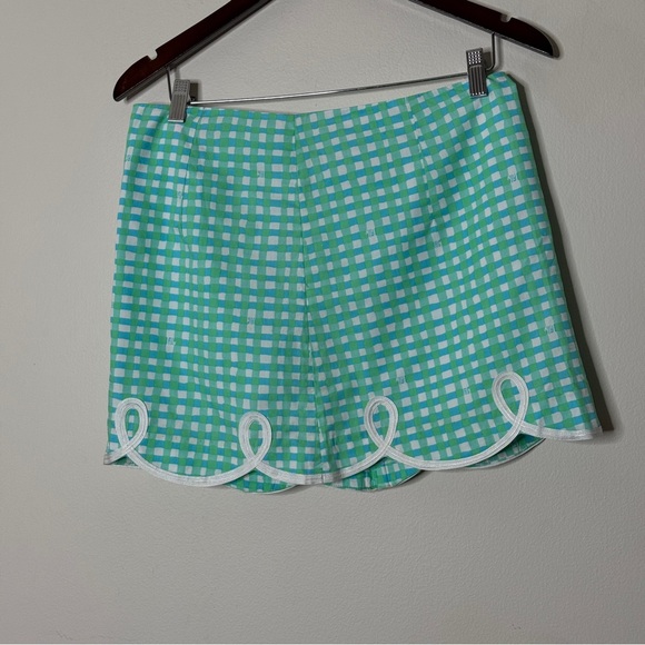 Lilly Pulitzer Tate Gingham Mini Skirt Teal Size 6 - Picture 3 of 5